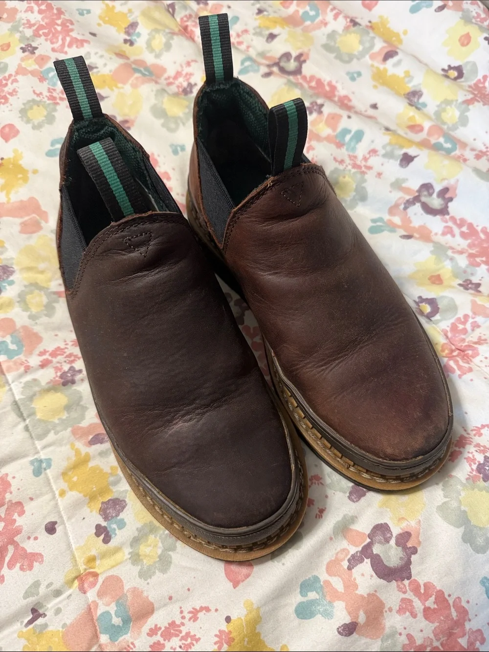 Georgia Boot Men's Brown Leather Slip-On Work Shoes (Size: 7.5 M)